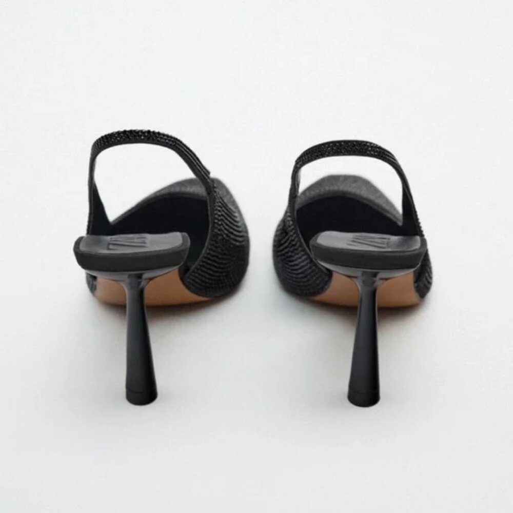 Zara Rhinestone Slingback Heels - Picture 5 of 7